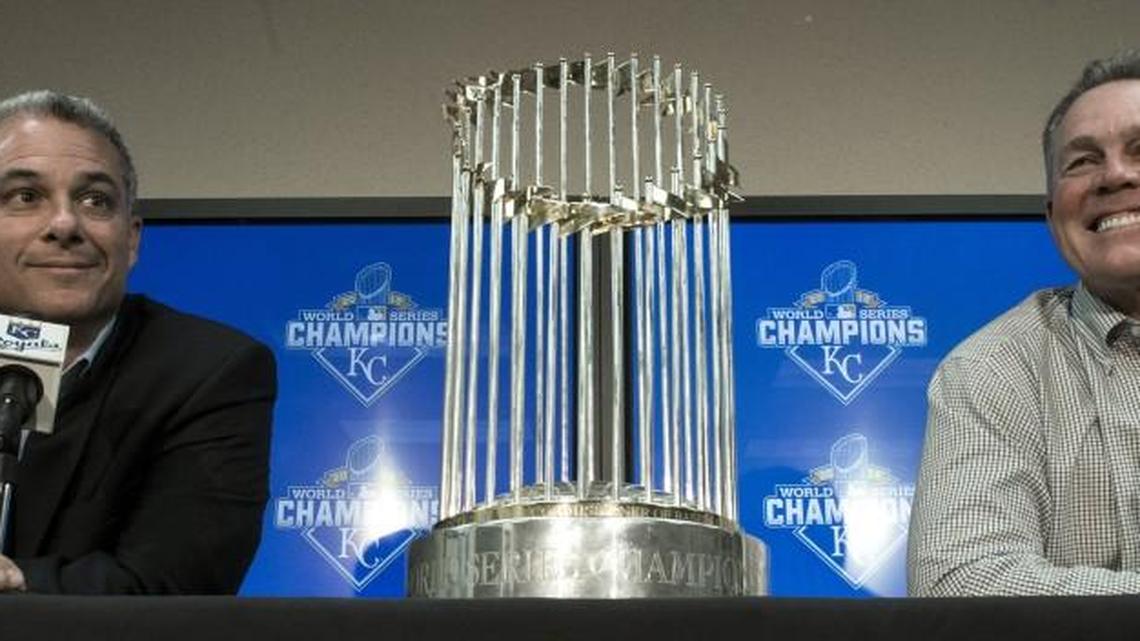Royals general manager Dayton Moore (left) and manager Ned Yost each won Legacy Awards handed out by the Negro Leagues Baseball Museum.