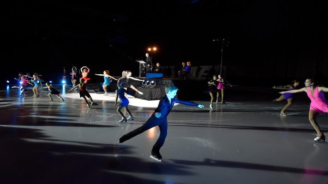 Ice skaters put on a show Wednesday at the Sprint Center for the announcement that the 2017 Prudential U.S. Figure Skating Championships will be hosted in Kansas City and Independence.