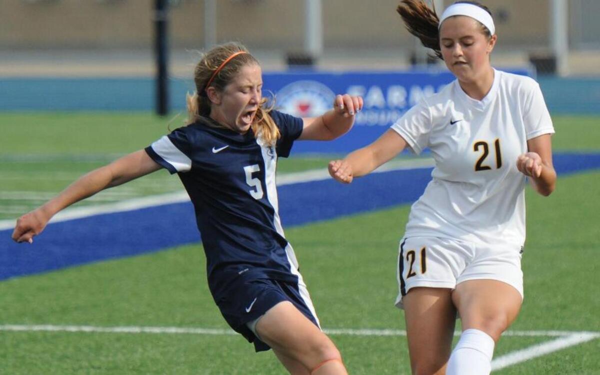 
Francis Howell Central’s Bailey Beeler (left) was too late to stop a shot by St. Teresa's Academy's Reagan Shatto.

