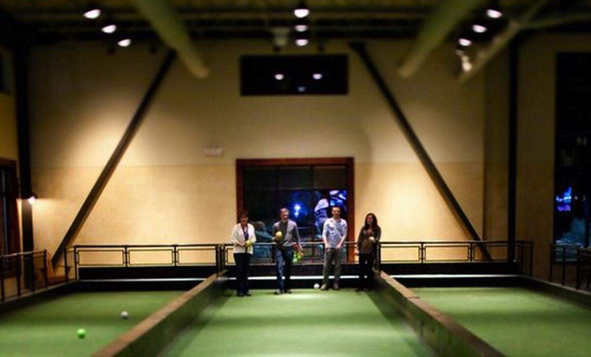 Bocce, an Italian yard game, was one of the offerings at Pinstripes.