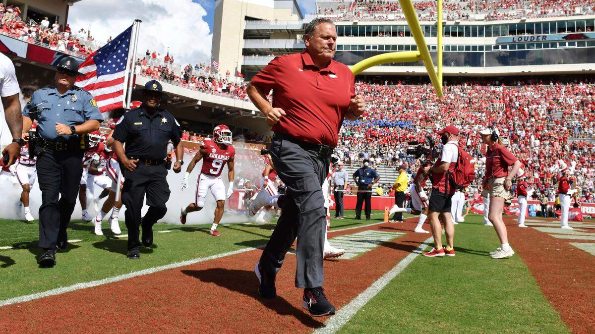 Arkansas coach Sam Pittman briefly coached at KU in 2001 and remains a big fan of Lawrence to this day.